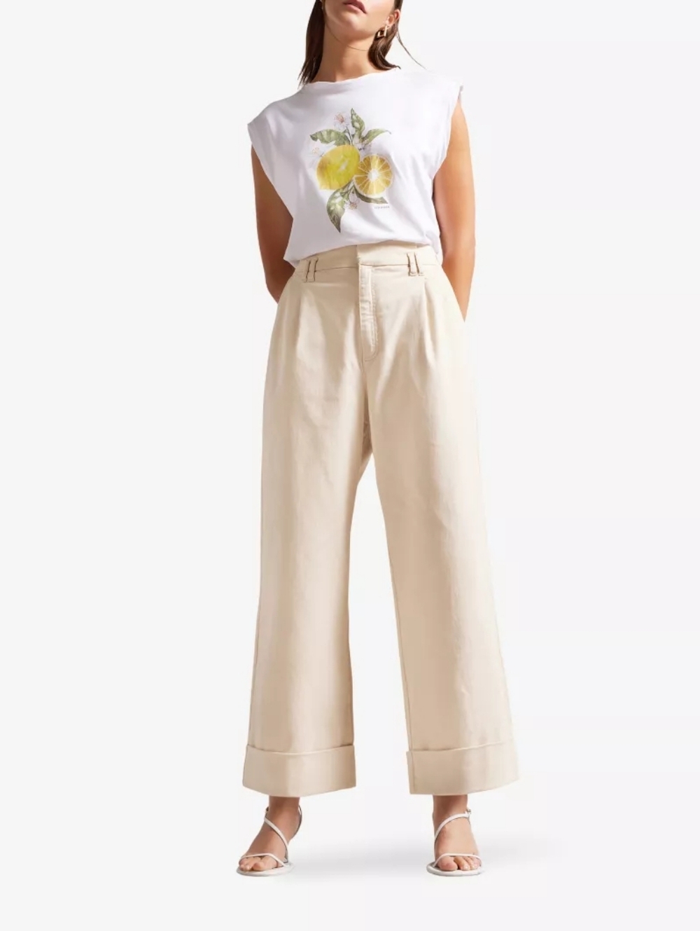 Ted Baker Steviey Cotton Wide Leg Trousers Size 10 (4)